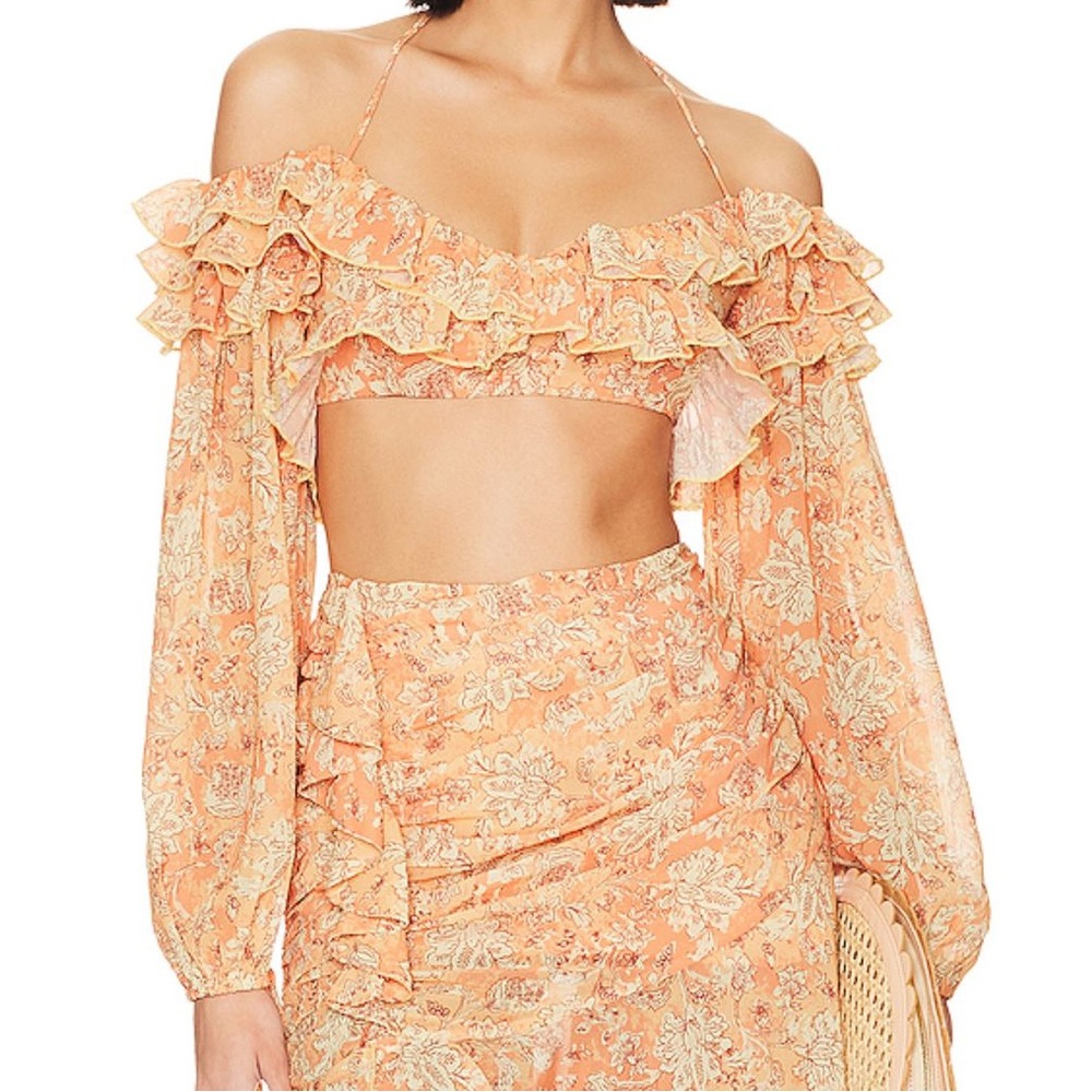 Tularosa Orange Floral Crop Top